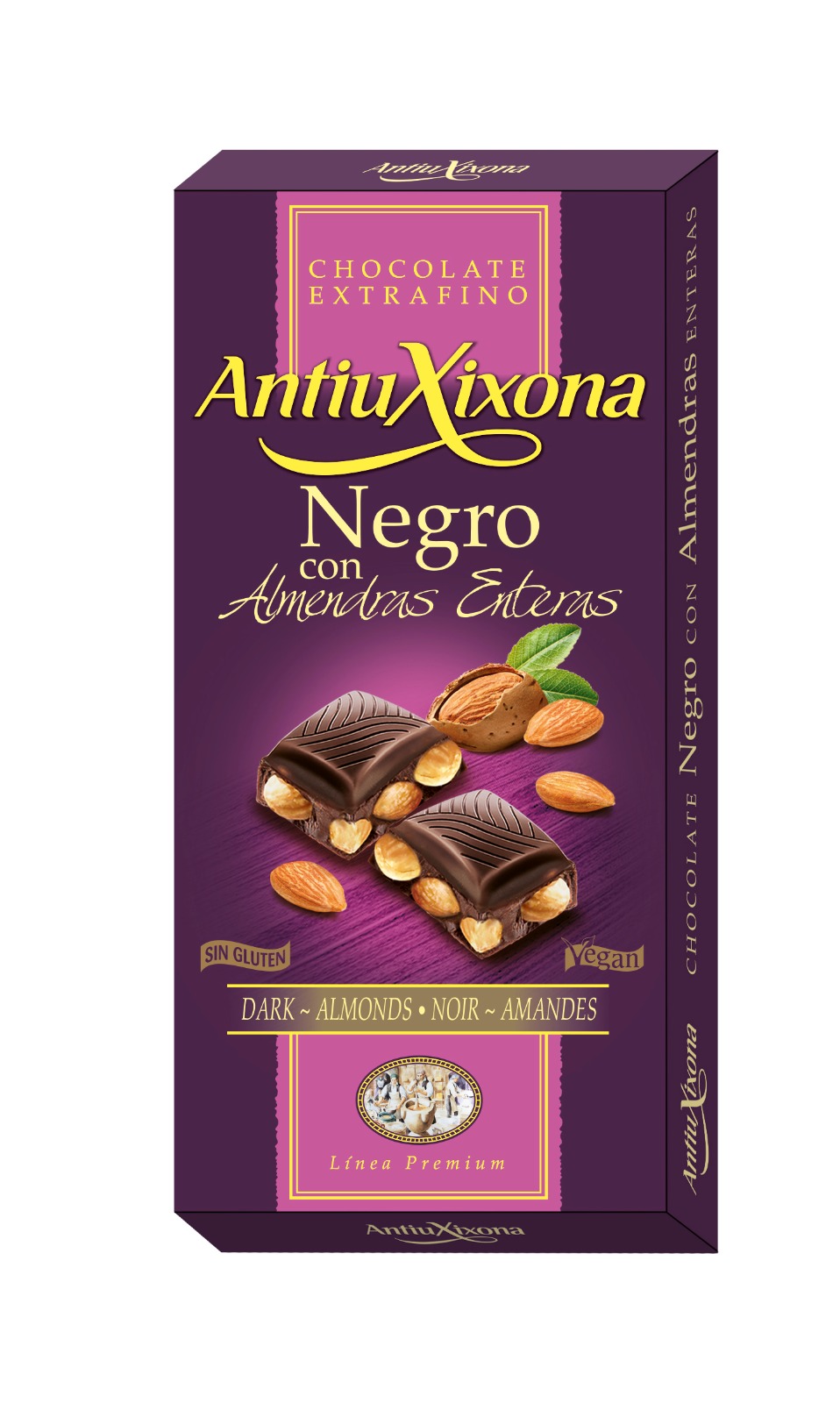 Antiuxixona שוקולד מריר במילוי שקדים שלמים 100 גר'