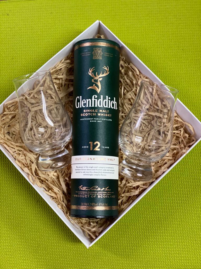 מארז גלנפידיך עם זוג כוסות 