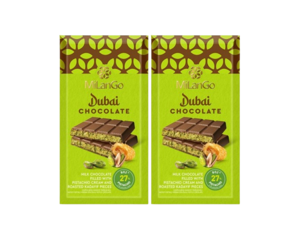 2 יח' ב- 40 שוקולד דובאי מילנגו 122 גרם כשר