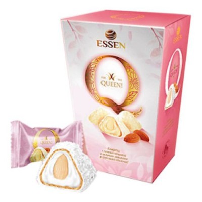 סוכריות Q - סוכריות במילוי וופל קרם ושקדים שלמים בציפוי קוקוס 150 גרם