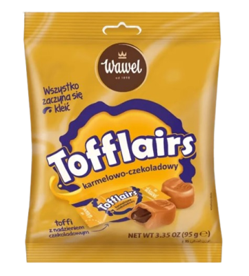 סוכריות WAWEL טופי קרמל שוקולד 95 גרם כשר