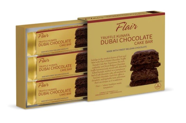 חטיף עוגה עם שוקולד מריר וכנאפה בסגנון שוקולד דובאי 165 גרם כשר 