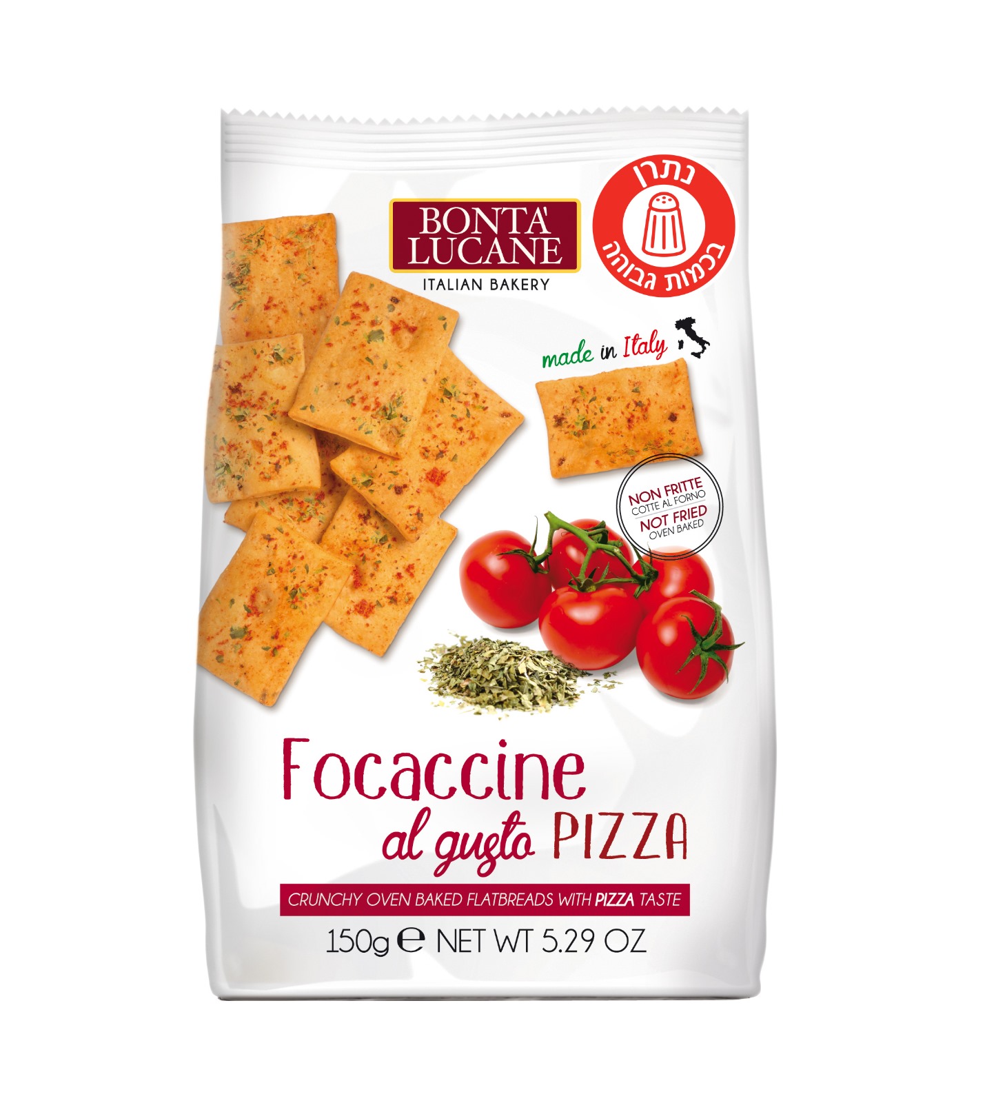 בונטה לוקנה קרקרים פוקצ'ינה בטעם פיצה 150 גרם כשר
